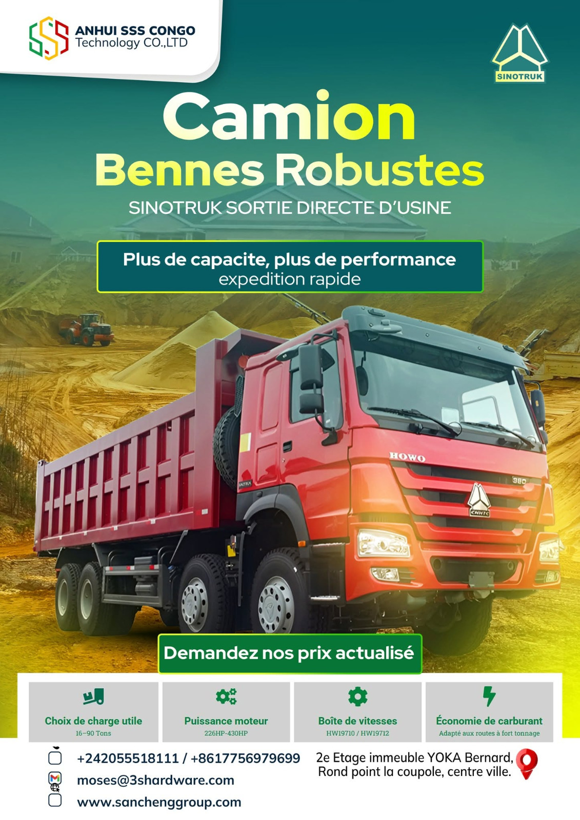 SINOTRUK HOWO 8X4 BENNE BASCULANTE